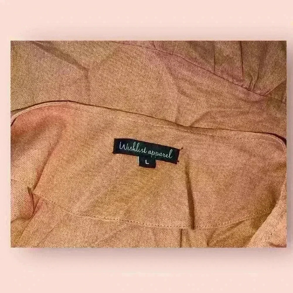 Wishlist Apparel Linen Blend Romper V-Neck Button Front Pockets Women's Size L - Picture 4 of 4